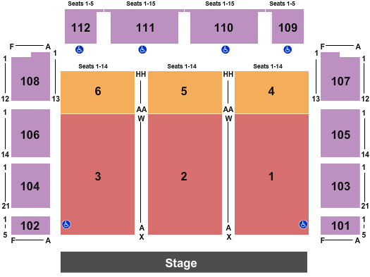 Redding Civic Auditorium Seating Chart: End Stage