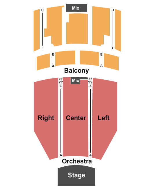 Redford Theatre Seating Chart: End Stage