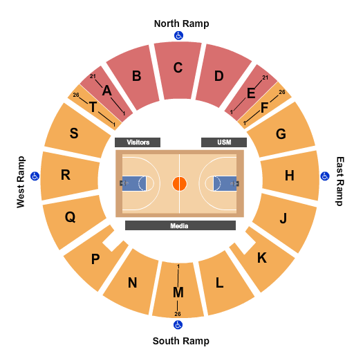 Reed Green Coliseum Seating Chart: Basketball