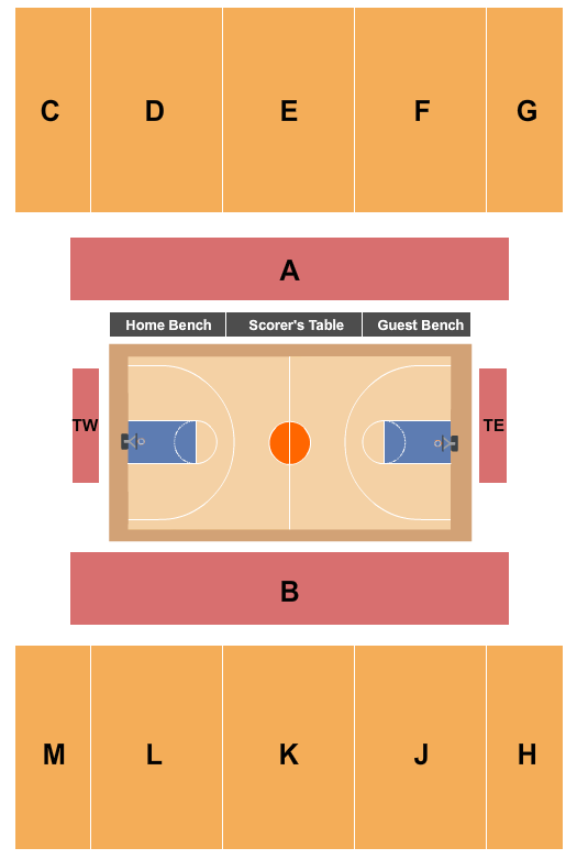 Reed Gym Seating Chart: Basketball 2