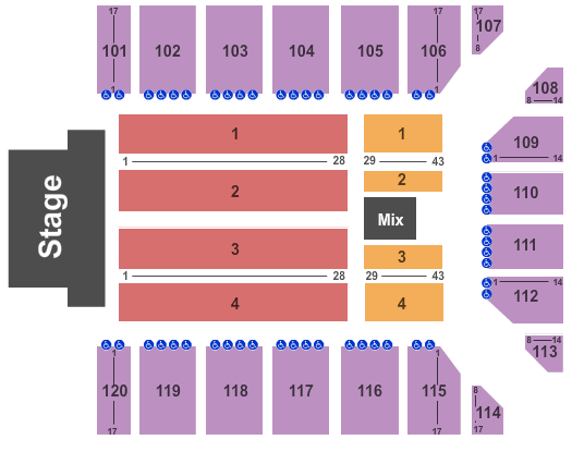 Reno Events Center Seating Chart: End Stage