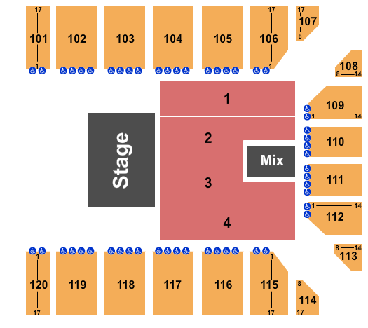 Reno Events Center Seating Chart: Half House 2 - Flr 1-4