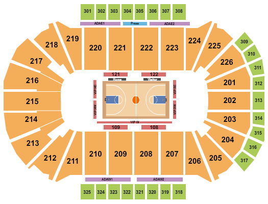 Resch Center Seating Chart: Basketball - Green Bay Phoenix