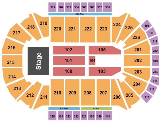 Resch Center Seating Chart: End Stage 2