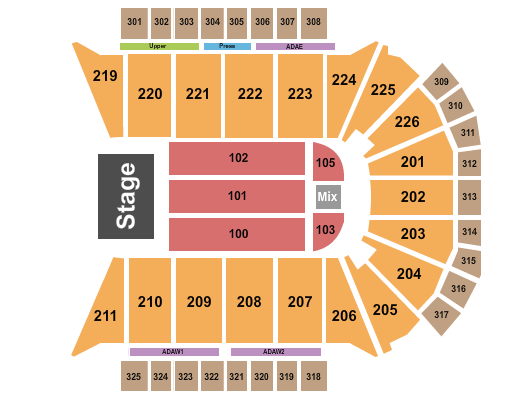 Resch Center Seating Chart: End Stage 3
