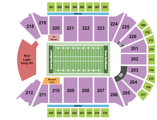 Resch Center Seating Chart: Indoor Football