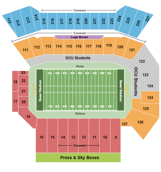 Reser Stadium Seating Chart: Football