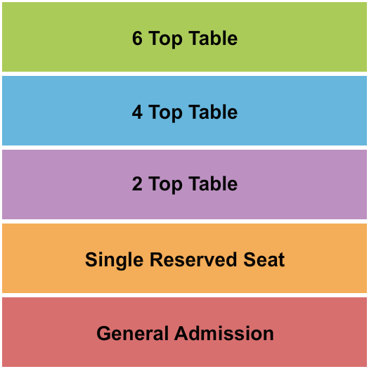 Revolution Music Room Seating Chart: GA/RSV/Table