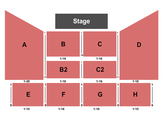Event Center at Rhythm City Casino Resort Seating Chart: End Stage