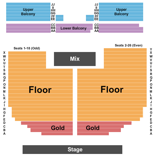 Rialto Theatre - Tucson Seating Chart: Endstage Gold