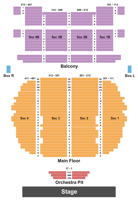 Rialto Square Theatre Seating Chart: End Stage