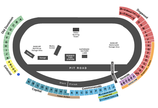 Richmond International Raceway Seating Chart Rows
