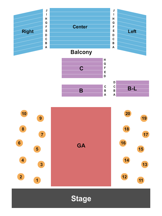 Ridglea Theater Seating Chart: Endstage GA / Tables