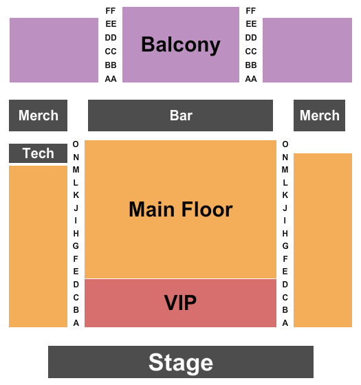 Rio Theatre On Broadway Seating Chart: Endstage VIP/MF With GA Balc