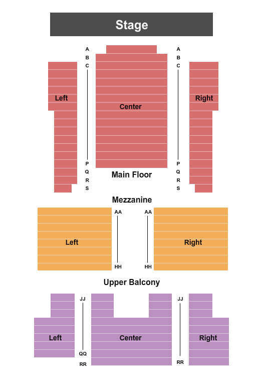 River Raisin Centre for the Arts Seating Chart: End Stage