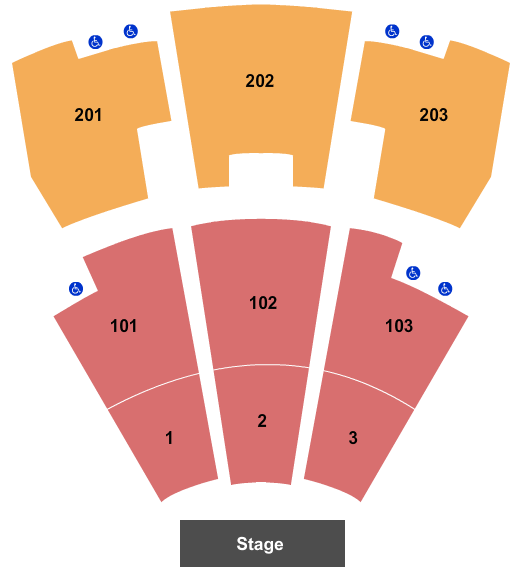 Paradise Cove At River Spirit Seating Chart: End Stage