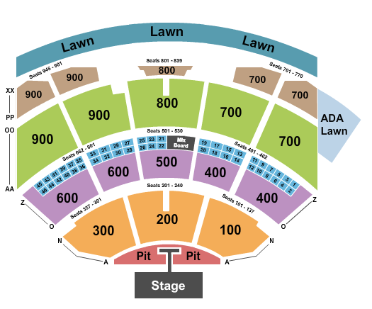 Riverbend Music Center Seating Chart: Endstage Pit w/Catwalk