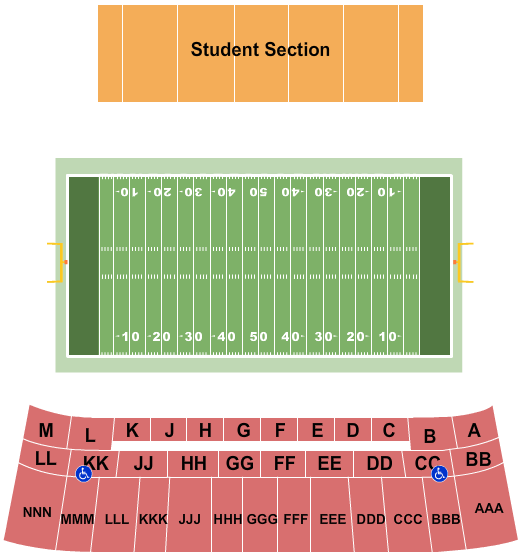 Robert W. Plaster Stadium Seating Chart: Football