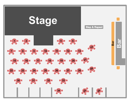 Robin Leach Lounge at Notoriety Seating Chart: Endstage Tables 2