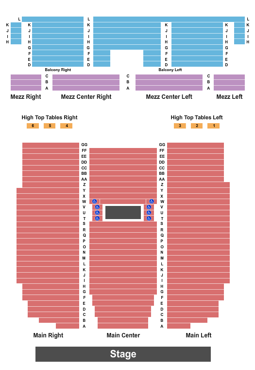 Robins Theatre Seating Chart: Endstage 2