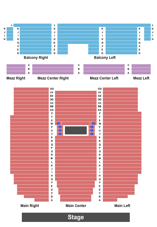 Robins Theatre Seating Chart: End Stage