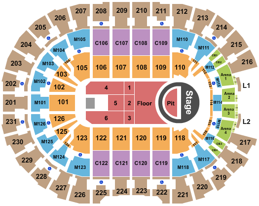 Rocket Arena Seating Chart: 5 Seconds of Summer 2025