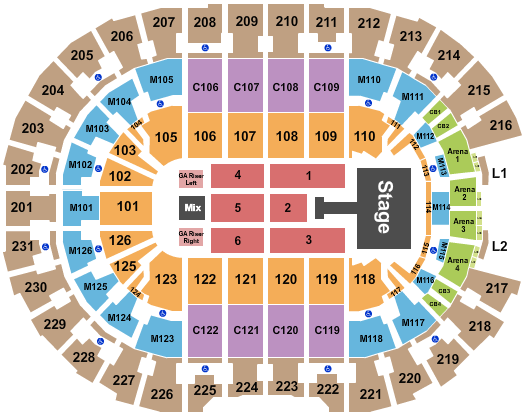 Rocket Arena Seating Chart: Jonas Brothers 2025