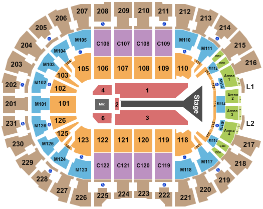 Rocket Arena Seating Chart: Maroon 5 2025