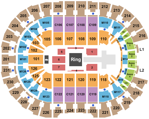 Rocket Arena Seating Chart: Wrestling