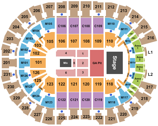 Rocket Mortgage FieldHouse Seating Chart: Endstage GA Pit