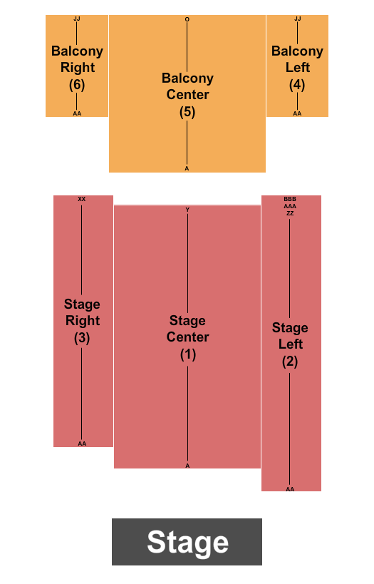 Rodgers Theatre - MO Seating Chart: Endstage