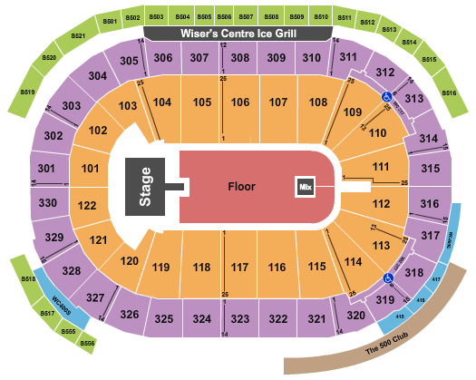 Rogers Arena Seating Chart: Endstage GA Floor With Catwalk
