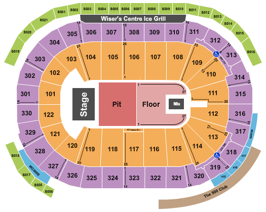 Rogers Arena Seating Chart: Endstage Pit & Floor