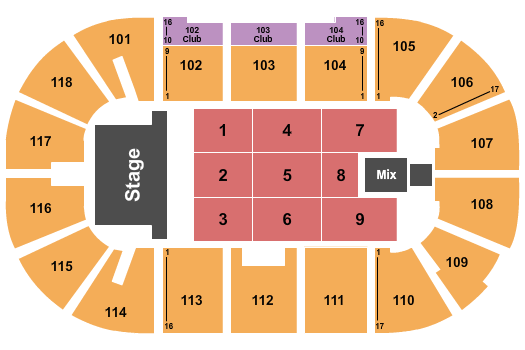 Slush Puppie Place Seating Chart: Bryan Adams