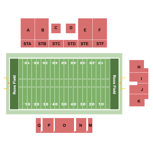 Roos Field Seating Chart