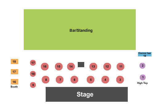 Rose Bowl Tavern Seating Chart: GA & Tables