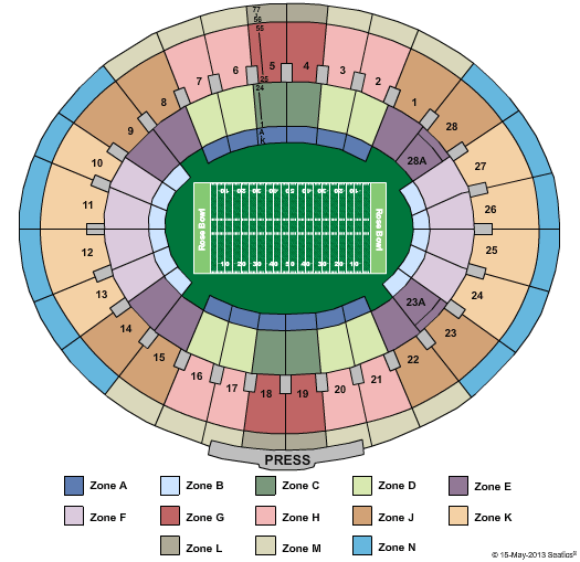 Rose Bowl - Pasadena Seating Chart