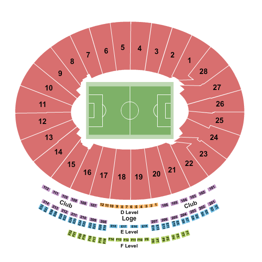 Rose Bowl Stadium - Pasadena Seating Chart: Club World Cup