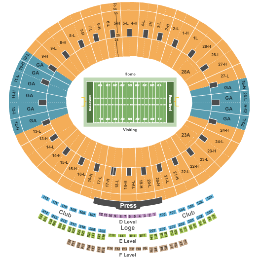 Rose Bowl Concert Virtual Seating Chart