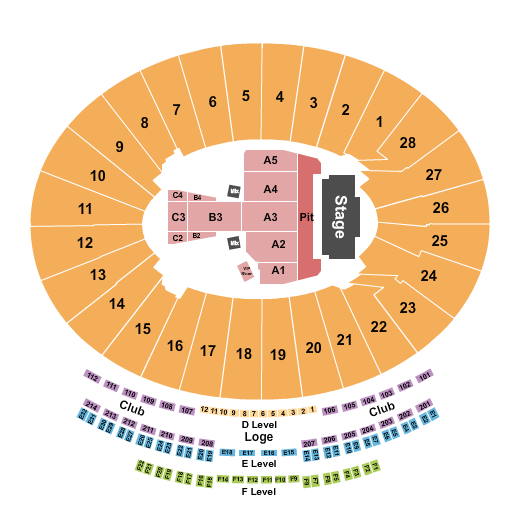 Rose Bowl Stadium - Pasadena Seating Chart: Guns N' Roses