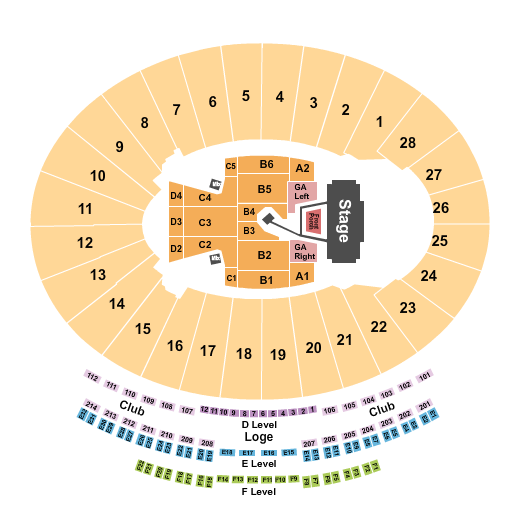 Rose Bowl Stadium - Pasadena Seating Chart: Noah Kahan
