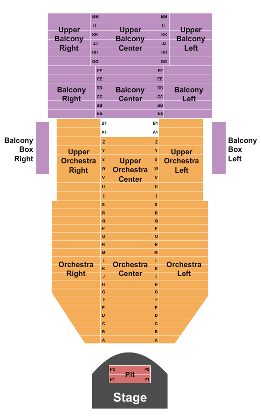 Rose State Performing Arts Center At Civic Center Music Hall Seating Chart: Endstage