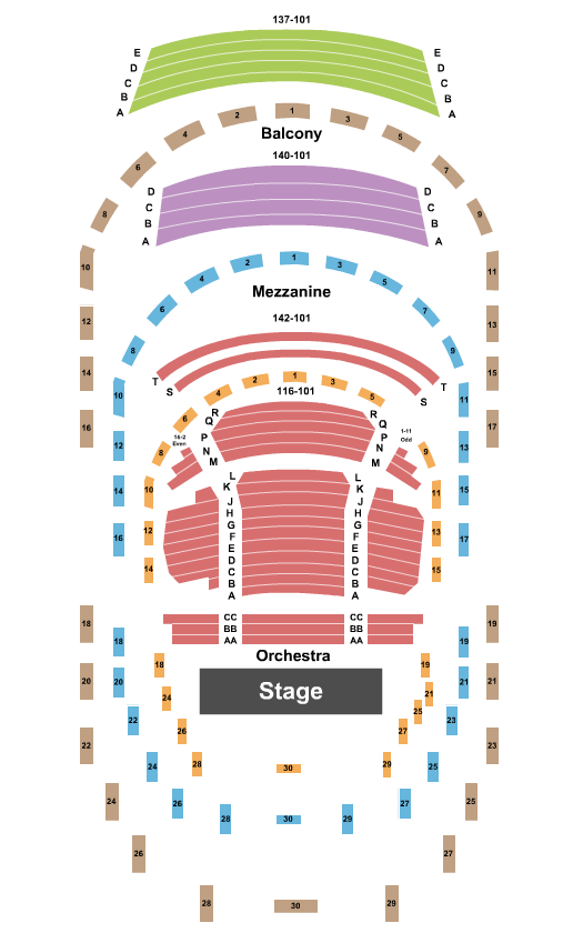 Rose Theater at Lincoln Center Seating Chart: End Stage
