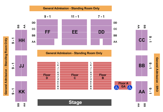 Roseland Theater Seating Chart: Endstage Reserved 2