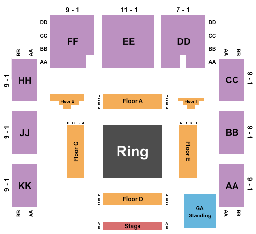 Roseland Theater Seating Chart: Wrestling