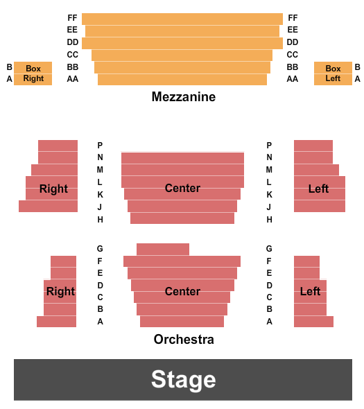 Ross Family Theatre at Kirkwood Performing Arts Center Seating Chart: End Stage