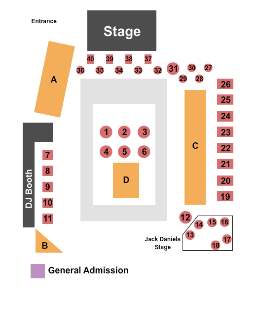 Rowdy's Dance Hall - Spring Seating Chart: GA/Reserved 2