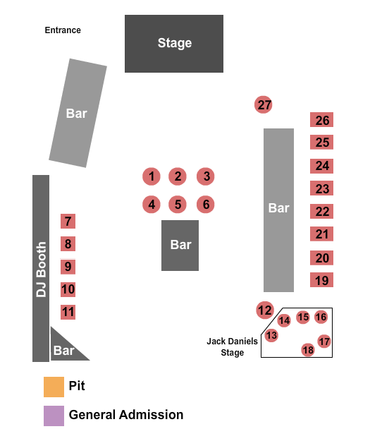 Rowdy's Dance Hall - Spring Seating Chart: GA/Reserved