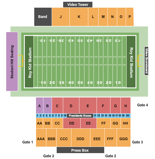 Roy Kidd Stadium Map