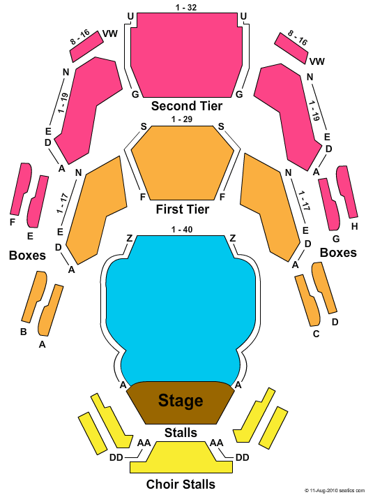 Royal Concert Hall - Nottingham Seating Chart: End Stage